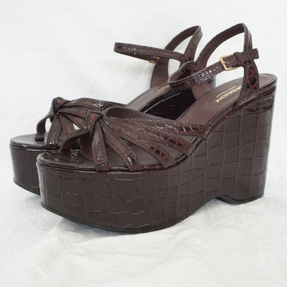 Burberry Brown Crocodile Runway Margaret Platform Sandals - Picture 4 of 10